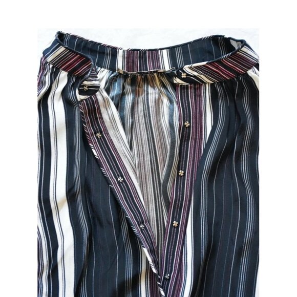 GO BY GO SILK NWT $328 GO MAKE THE CUT PRINTED SILK TUXEDO STRIPE BLOUSE Size XS - Picture 12 of 12